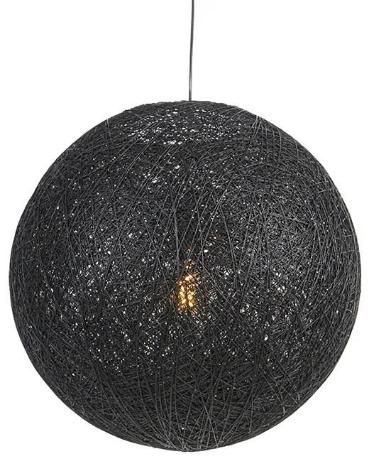 Lampă suspendată rustică neagră 60 cm - Corda