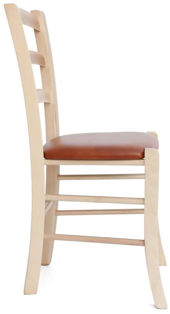 Scaun de sufragerie Sara cu scaun din piele naturală și artificială cognac