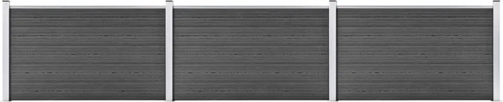 vidaXL Set de panouri de gard, negru, 526 x 105 cm, WPC