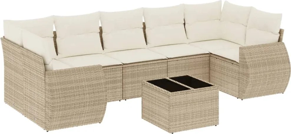 vidaXL Set canapele de grădină, 8 piese, cu perne, bej, poliratan