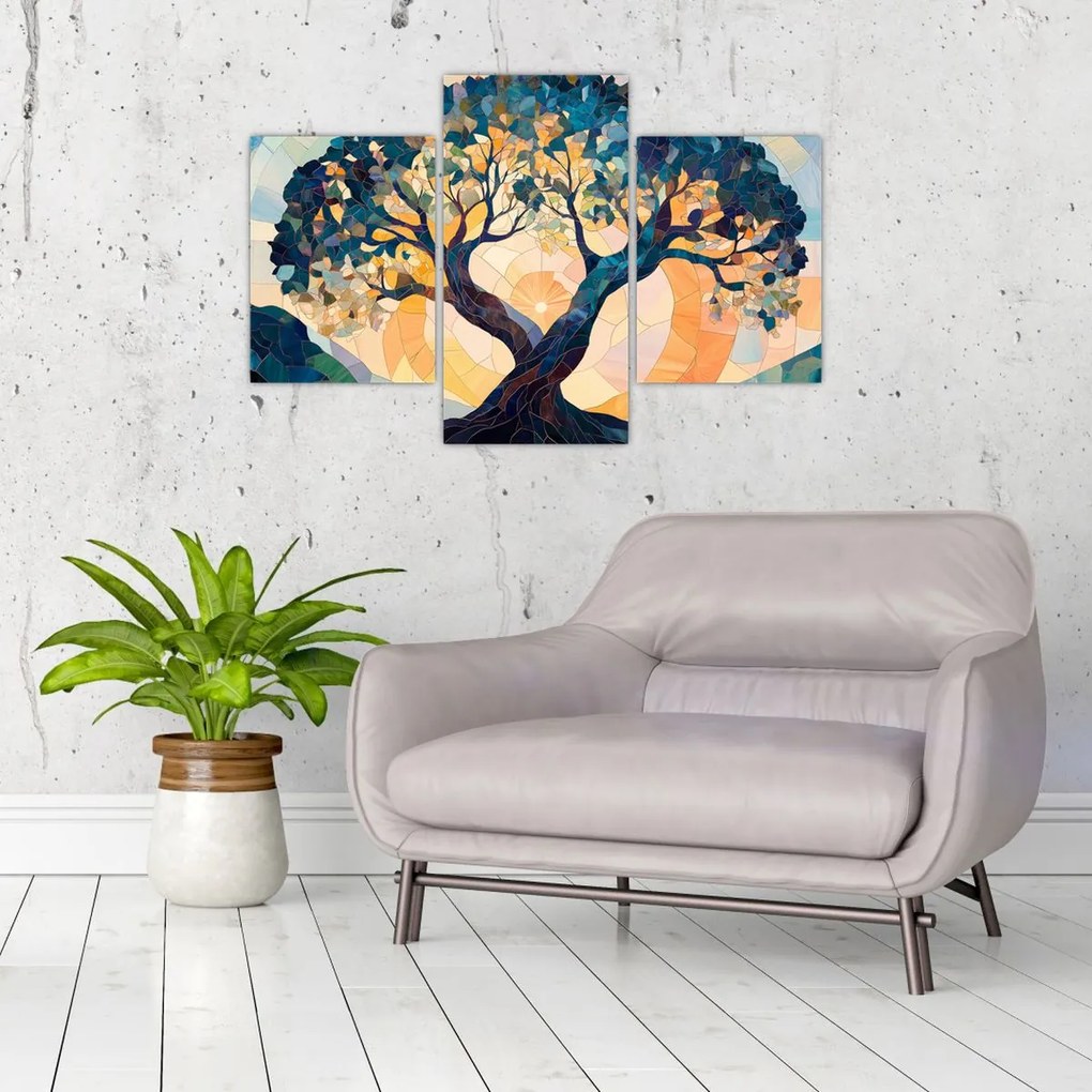 Tablou – Mozaic – soare și arbore II. (90x60 cm)