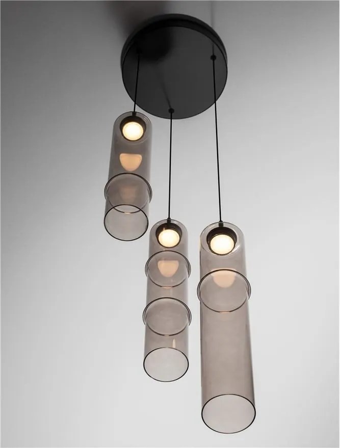 Lustra moderna cu 3 pendule LED, Metal, Sticla, Moca, SANO