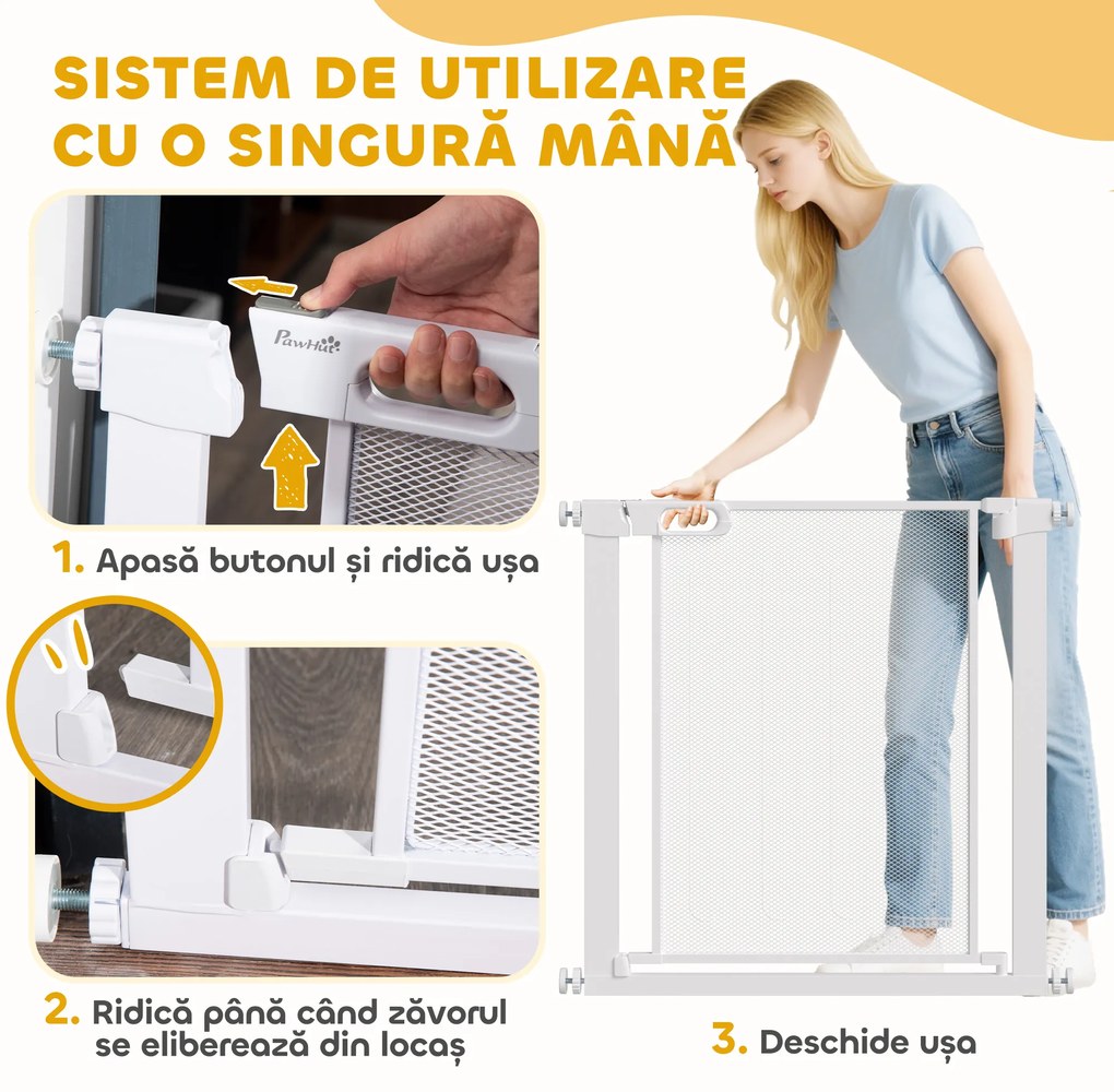 PawHut Poarta Siguranta Reglabila 75‑103 cm | Aosom Romania