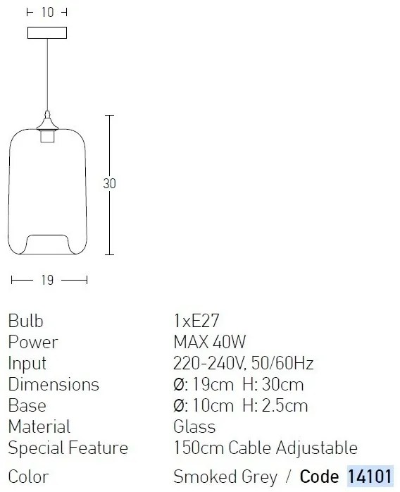 Pendul design vintage SMOKED GREY