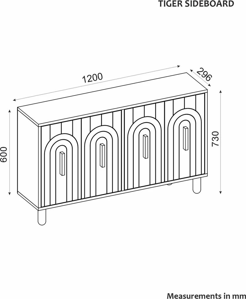 Consola, Hanah Home, Tiger, 120x73.6x29.6 cm, Maro