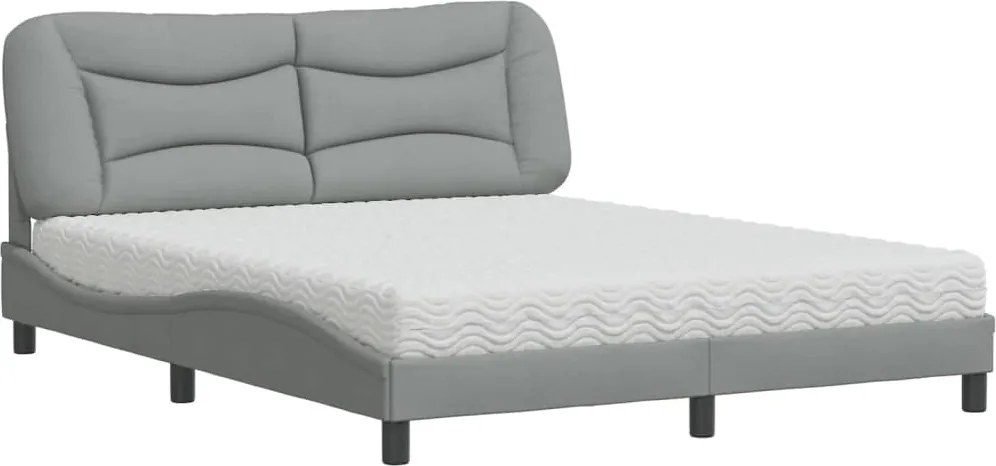 vidaXL Pat cu saltea, Hvar, gri deschis, 160x200 cm, textil