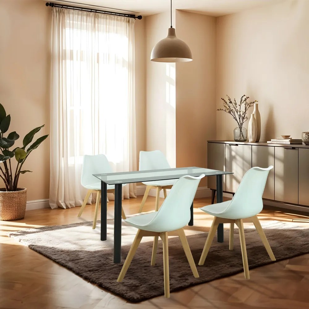 Set de masă Merlo 4+1 alb