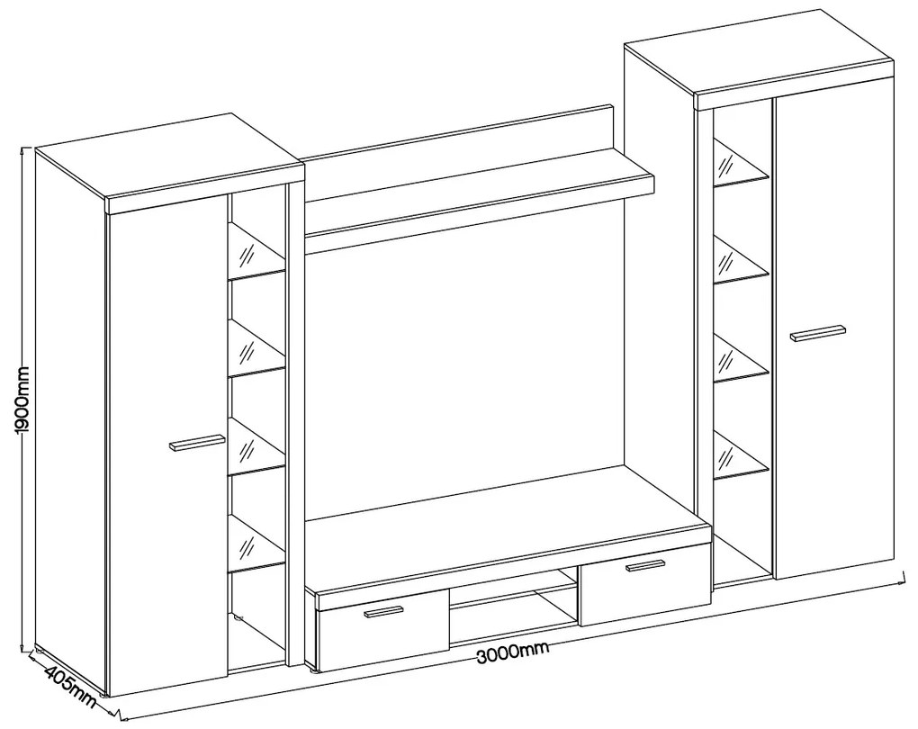 Mobilier living Rudby XL (Alb + beton) (fără iluminat). 610112