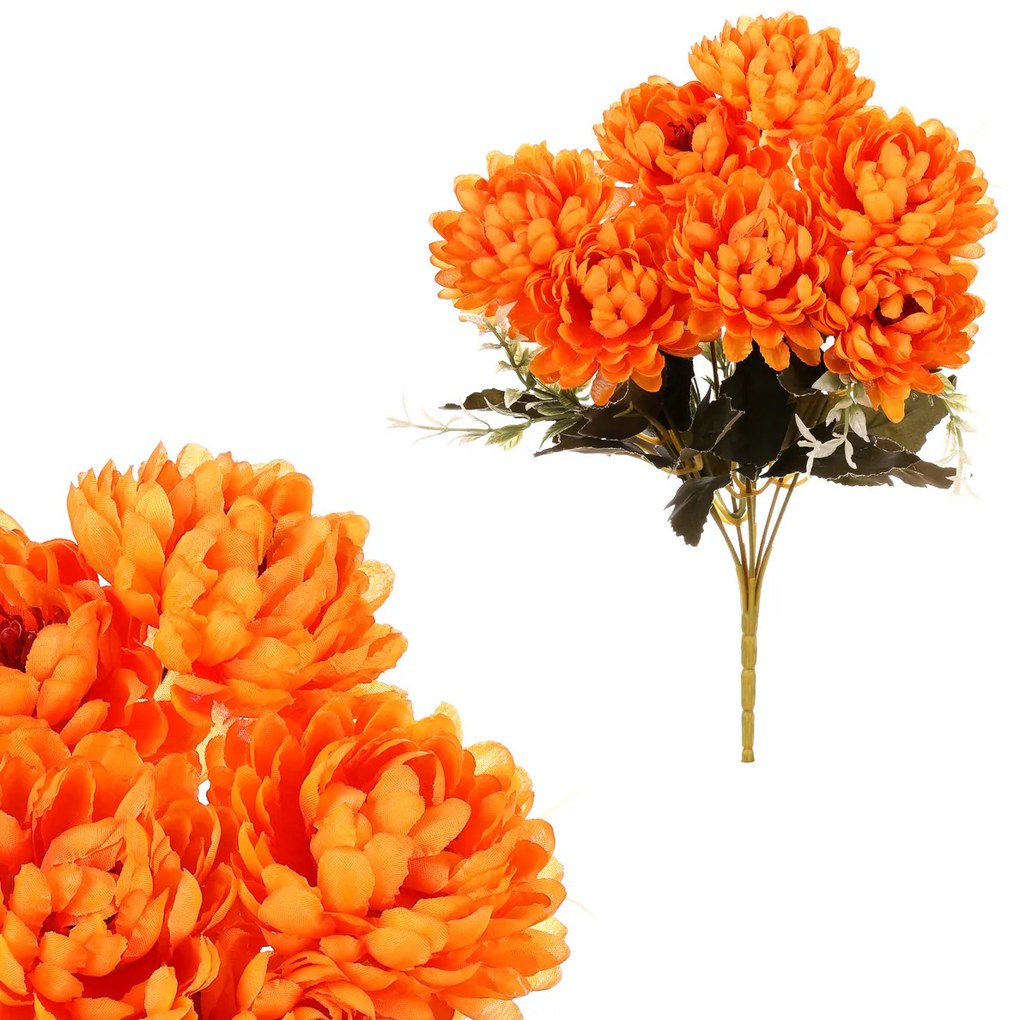 Buchet de crizanteme portocalii, 17 x 28 cm,artificiale