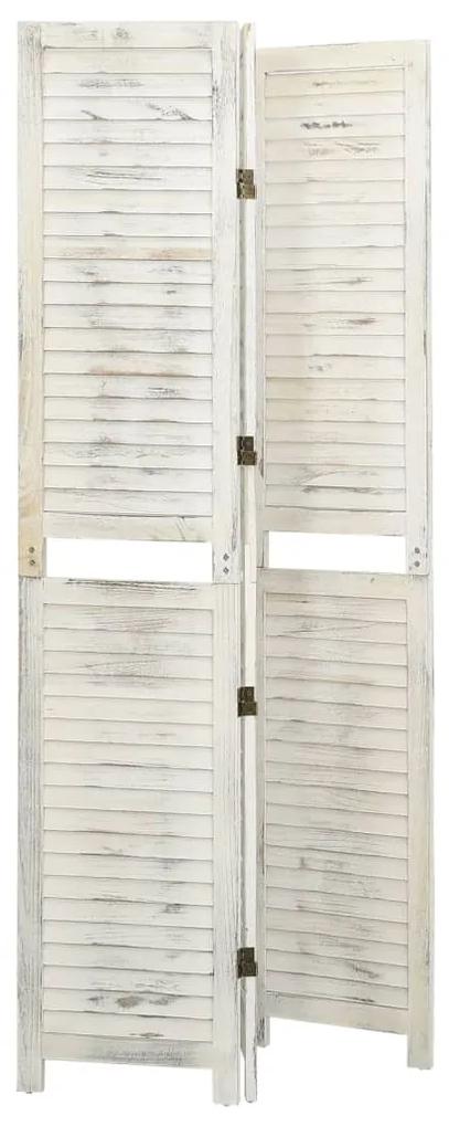 Paravan de camera cu 3 panouri alb antichizat, 105x165 cm, lemn 105 x 165 cm, 1