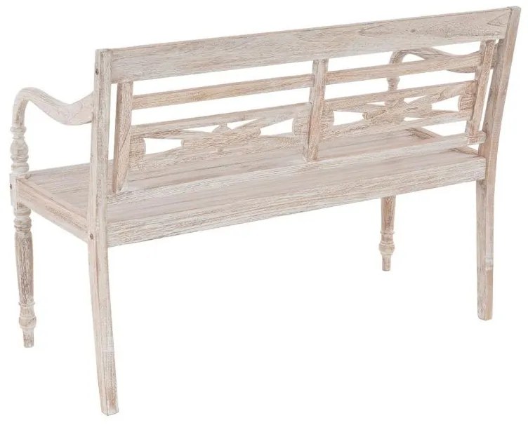 DIVERO 2-místná zahradní lavice - 119 cm, teak, bílá shabby