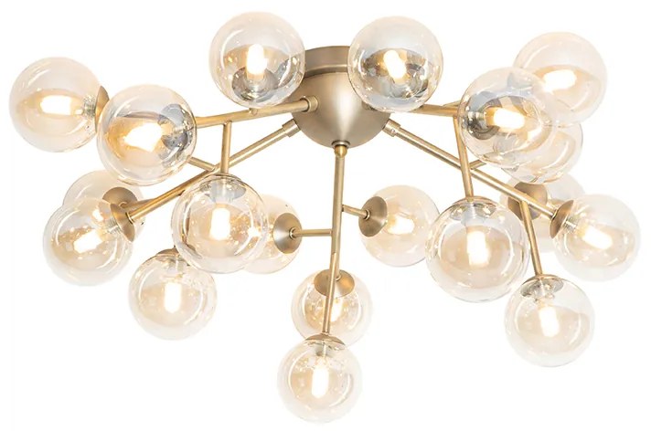 Plafoniera Art Deco bronz cu sticlă chihlimbar 20 lumini - Bianca