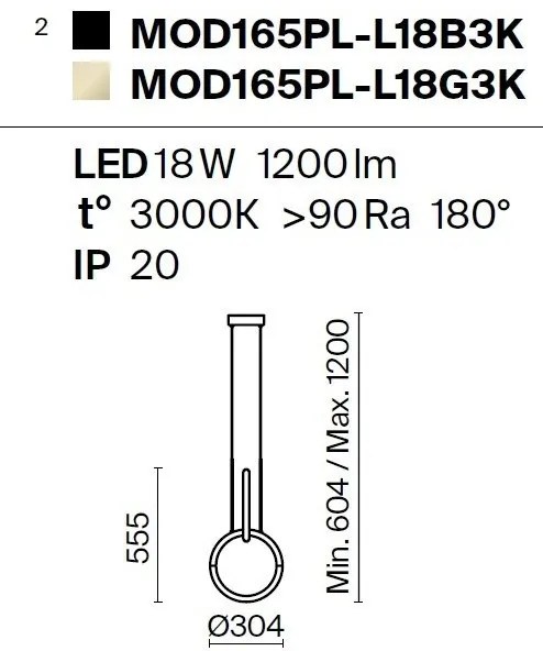 Pendul LED design modern Node negru