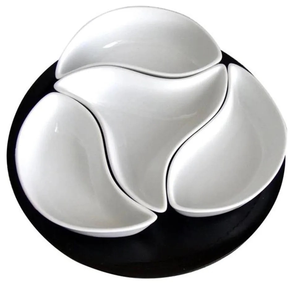 Set de boluri cu tavă TORO 4 buc ceramică/lemn