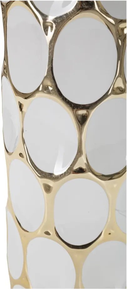 Veioză albă-aurie din ceramică cu abajur textil (înălțime 56 cm) Glam Carv – Mauro Ferretti