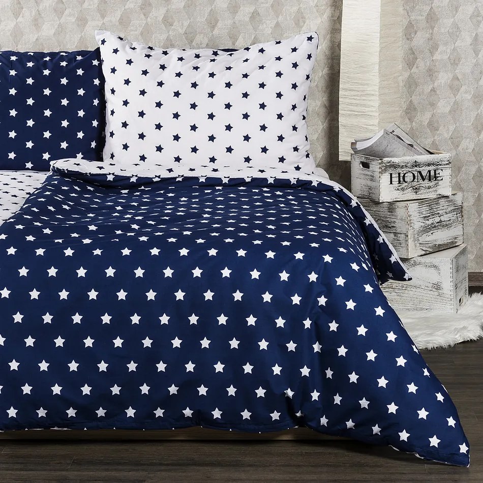 Lenjerie pat 1 pers. 4Home Stars Navy blue, 160 x 200 cm, 70 x 80 cm
