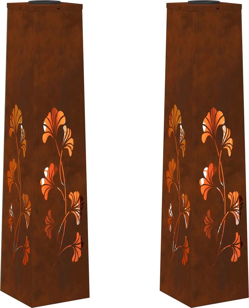 vidaXL Lumină LED Solară pentru Alei 2 pcs Ruginit