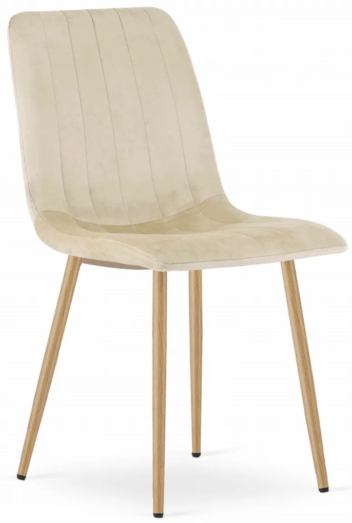 Set de masa 1 + 4, masa de dining alba ADRIA 120x80 cm + scaun de catifea crem LAVA