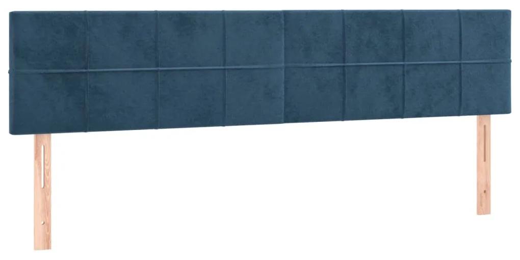 346086 vidaXL Tăblii de pat, 2 buc, albastru închis, 90x5x78/88 cm, catifea