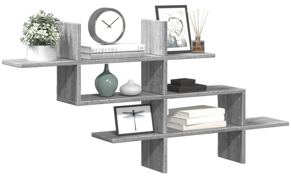 vidaXL Raft de perete, gri sonoma, 124,5x18x60,5 cm, lemn prelucrat