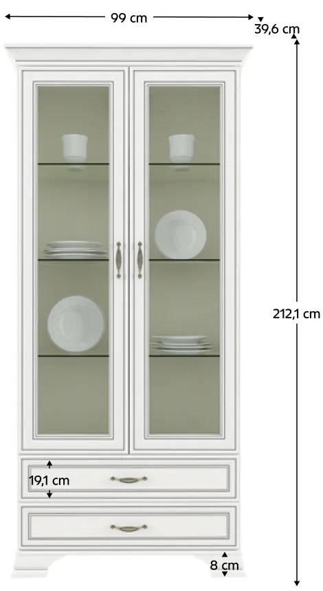 Vitrină cu sertare 2W2S, woodline crem, TIFFY 03