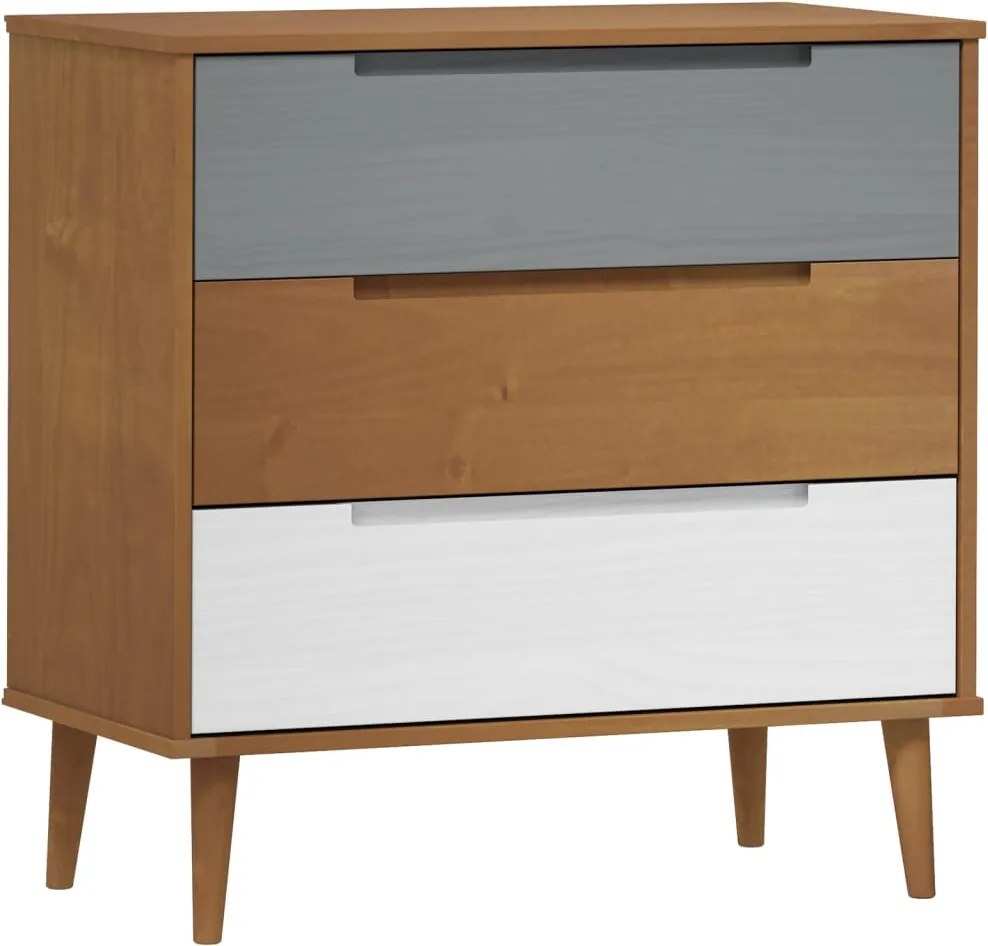 vidaXL Dulap cu sertare „MOLDE” maro, 80x40x80 cm, lemn masiv de pin