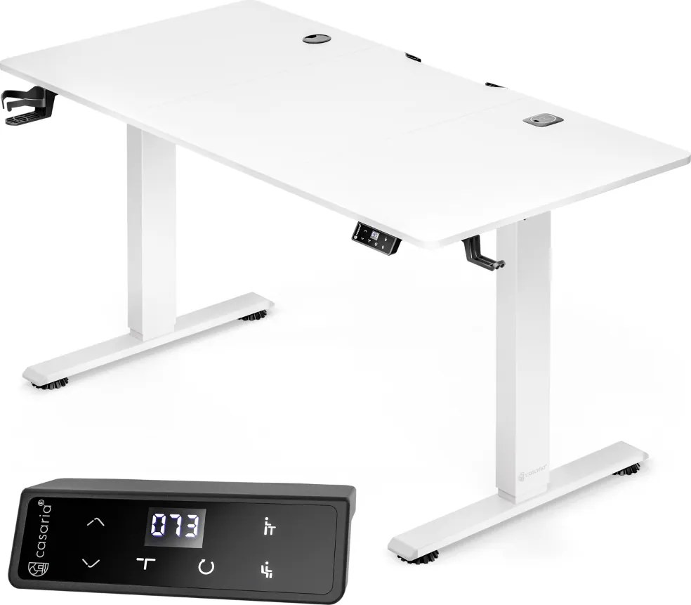 Birou de birou reglabil pe înălțime FLEXI, 140x60x72–117cm, alb Casaria