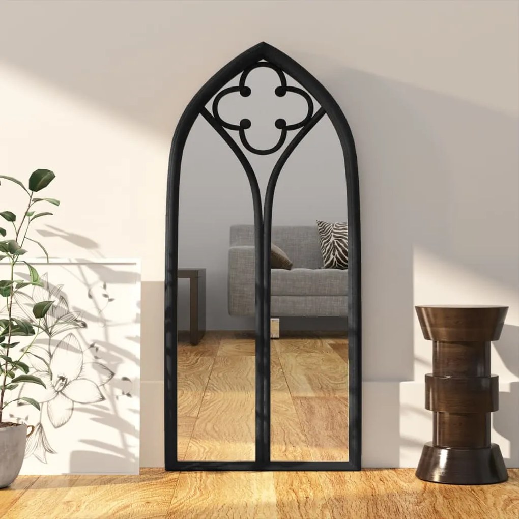 Oglinda,negru, 100x45 cm,fier, pentru utilizare in interior 1, Negru, 100 x 45 cm