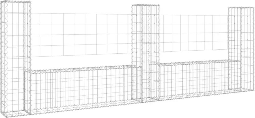 vidaXL Coș gabion în formă de U cu 3 stâlpi, 260x20x100 cm, fier