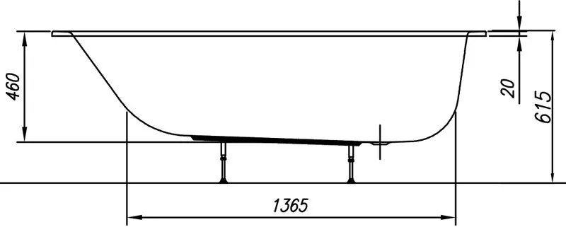 Cada dreptunghiulara slim, Kolpasan, Betty E2, 180 x 80 cm, alb