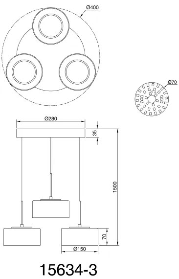 Lustră LED pe cablu Globo 15634-3 FOGSY 3xLED/8W/230V