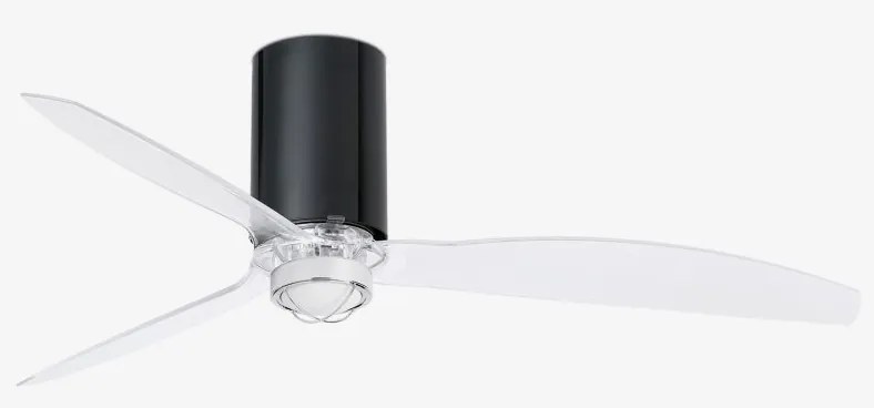 Lustra cu Ventilator si telecomanda MINI TUBE M LED negru/transparent