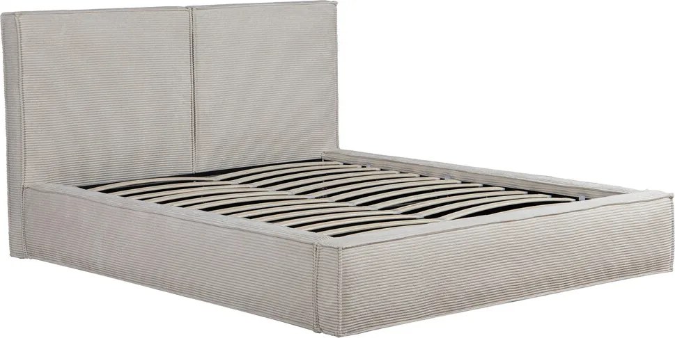 Pat tapitat Austin, 180x200 cm, somiera rabatabila, spatiu depozitare, bej