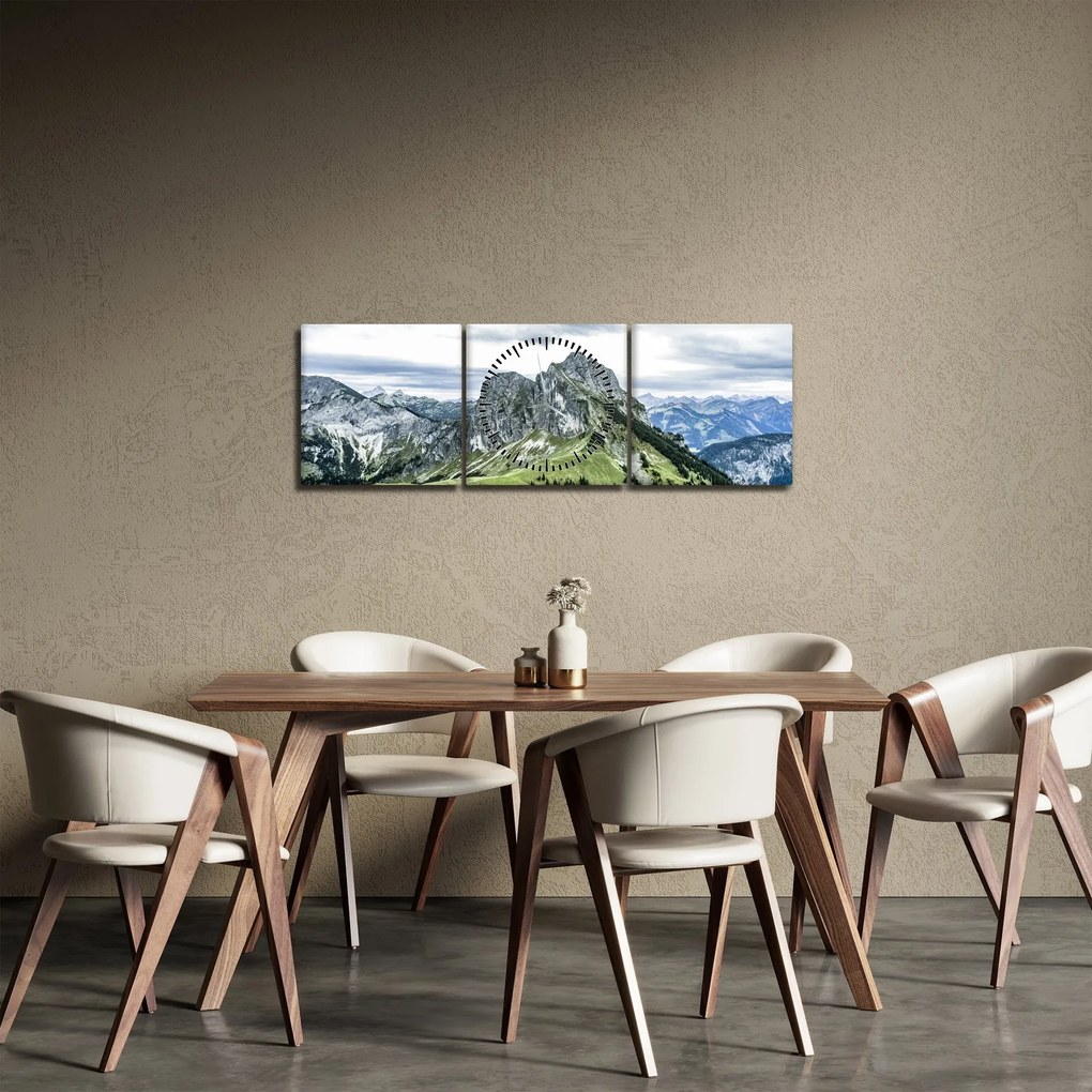 Tablou - Crestele munților (cu ceas) (90x30 cm)