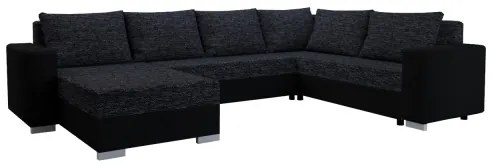 Canapea extensibilă în U, tapițată, universală YORK, negru/antracit