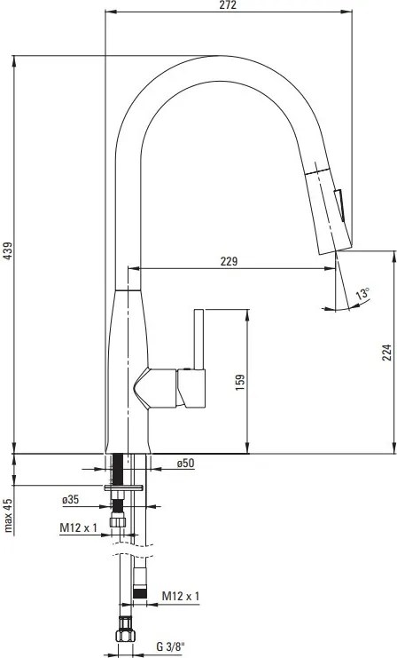 LUKRECJA Baterie de bucătărie BDH_N72M Finisaj: negru