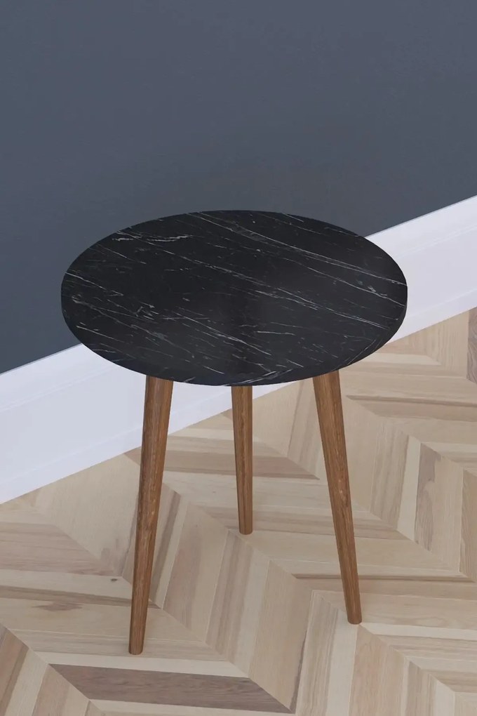 Masa de servire laterala Barcelona 45 x 50 cm, Negru marmorat