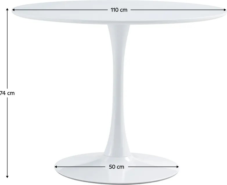 Masă dining, rundă, alb mat, diametru 110 cm, REVENTON NEW