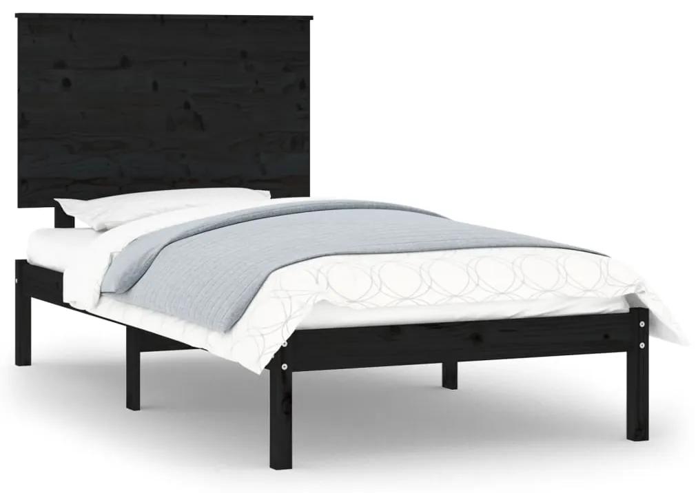 3104772 vidaXL Cadru de pat single, negru, 90x190 cm, lemn masiv