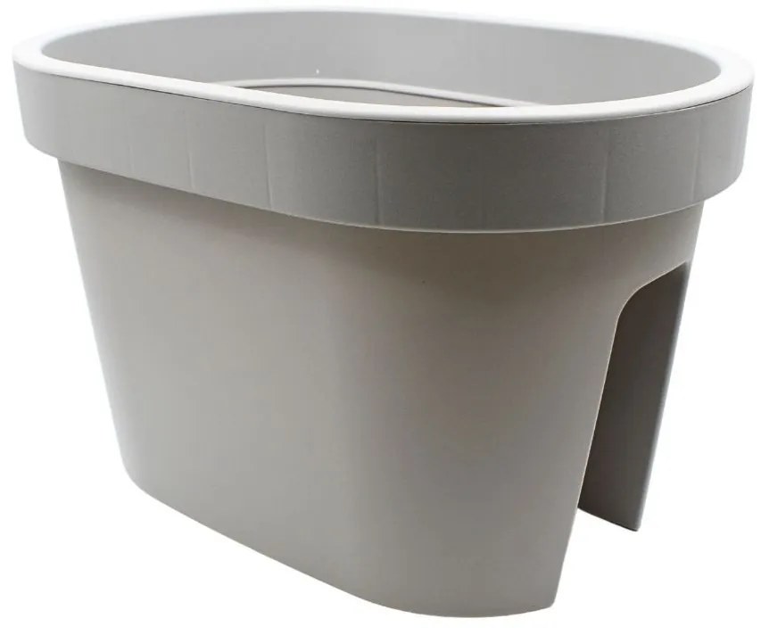 Ghiveci pentru balustradă, design oval, culoare gri urban, 26x39.5x24 cm