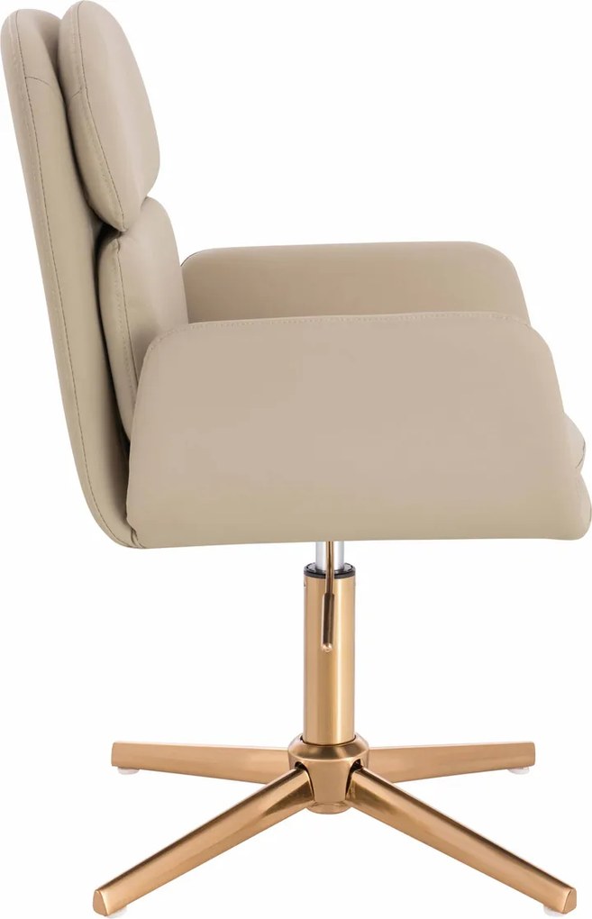 HR480CROSS Scaun Crem Piele Ecologica Premium Soft cu Bază Aurie