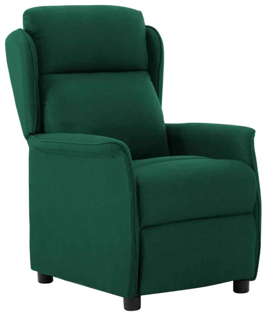 289782 vidaXL Fotoliu rabatabil, verde închis, material textil