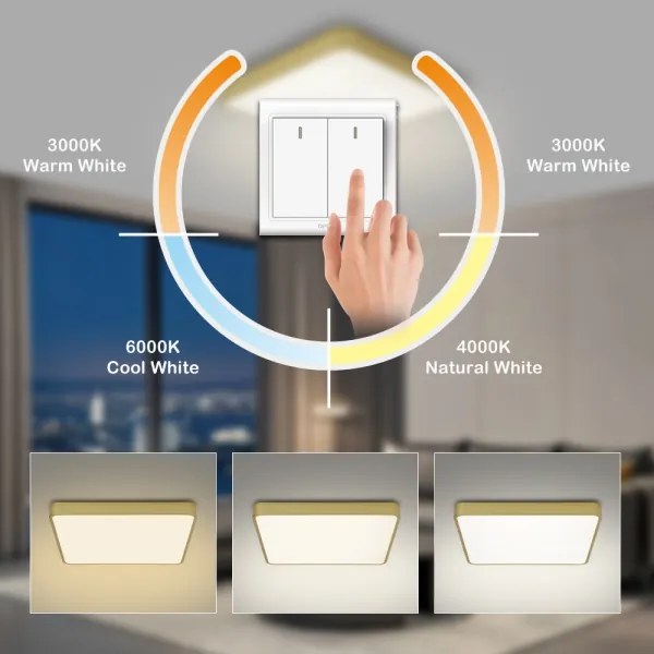 Brilagi - Plafonieră LED POOL, 48W, 230V, 3000/4500/6000K, 50x50 cm, aurie