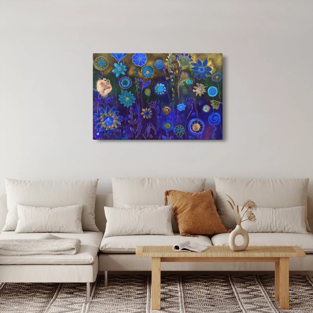 Tablou - Flori albastru închis (90x60 cm)