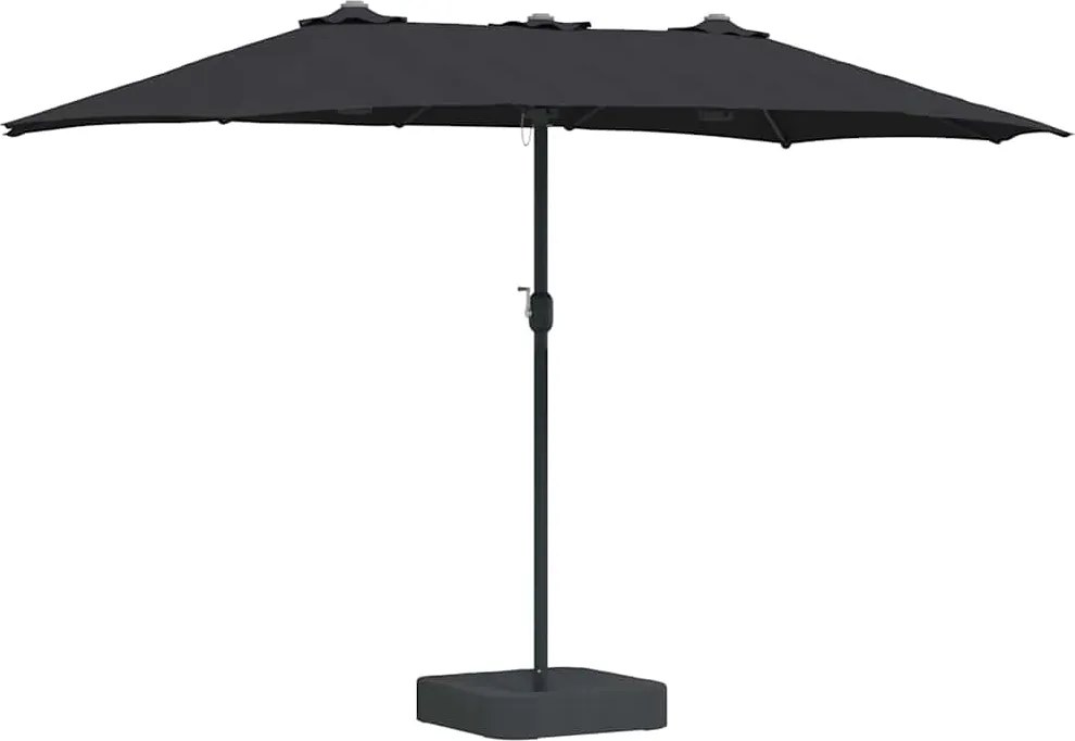 vidaXL Parasol de Grădină Negru 385 x 209 x 244 cm Poliester și oțel
