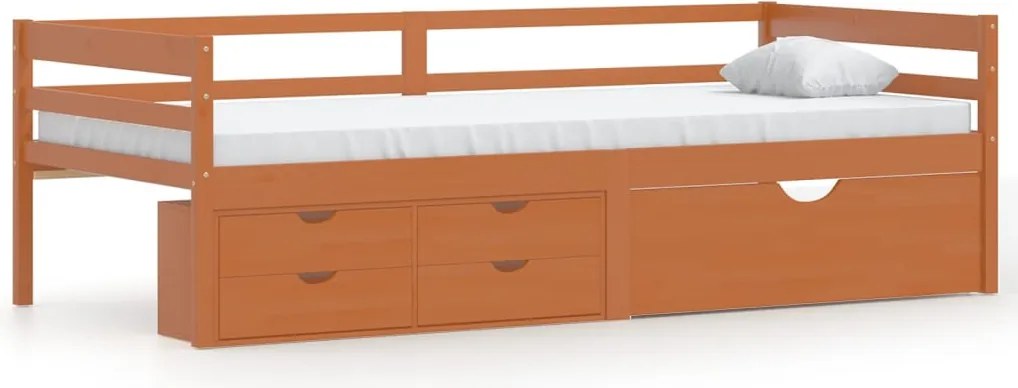 vidaXL Cadru pat cu sertare & dulap, maro miere, 90x200 cm lemn de pin