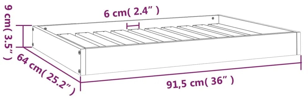 Pat pentru caini, negru, 91,5x64x9 cm, lemn masiv de pin Negru