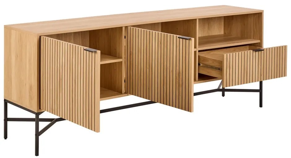 Comodă în culoare naturală cu aspect de lemn de stejar 180x70x40 cm Jaipur – Actona