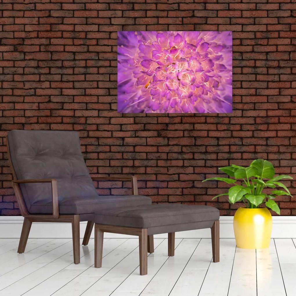 Tablou pe sticlă detailat cu floare (70x50 cm)