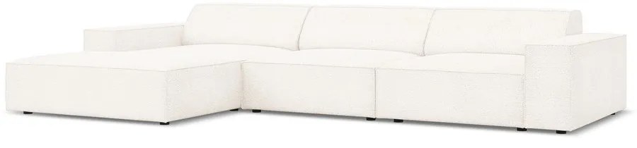 Colțar bej cu tapițerie bouclé (pe partea stângă) Jodie – Micadoni Home